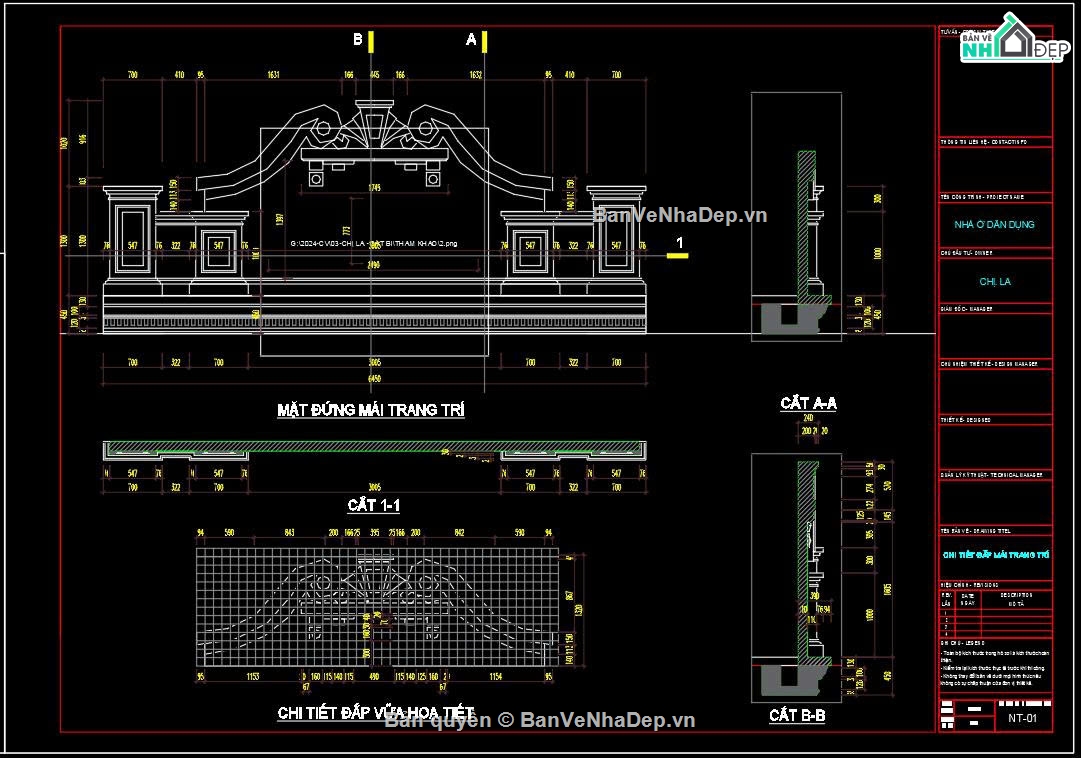 Bản vẽ thiết kế,Nhà phố 3 tầng tân cổ điển,Nhà phố tân cổ điển,Nhà phố 3 tầng,Nhà phố 3 tầng 6.4x14.2m