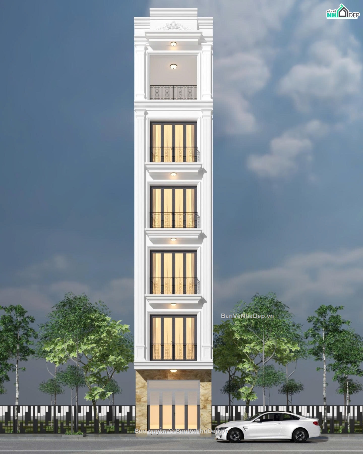 Hồ sơ thiết kế,Bản vẽ thiết kế,Nhà phố 6 tầng tân cổ điển,Nhà phố tân cổ điển,Nhà phố 6 tầng,nhà phố 6 tầng 4mx10m