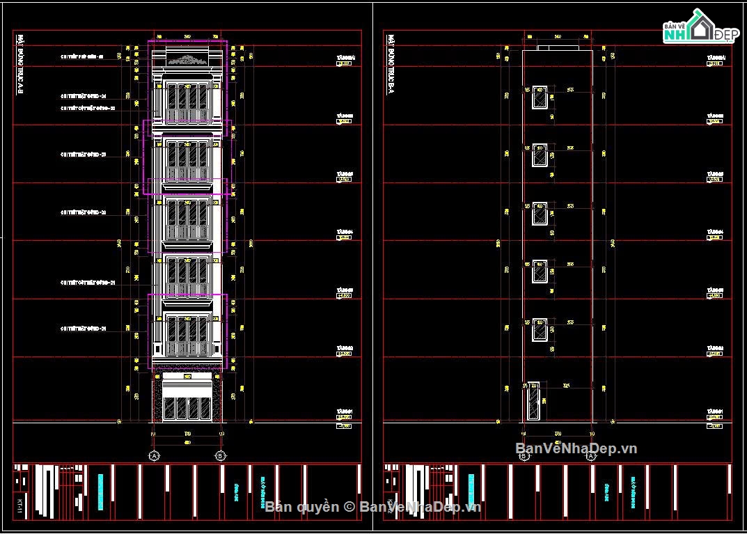 Hồ sơ thiết kế,Bản vẽ thiết kế,Nhà phố 6 tầng tân cổ điển,Nhà phố tân cổ điển,Nhà phố 6 tầng,nhà phố 6 tầng 4mx10m