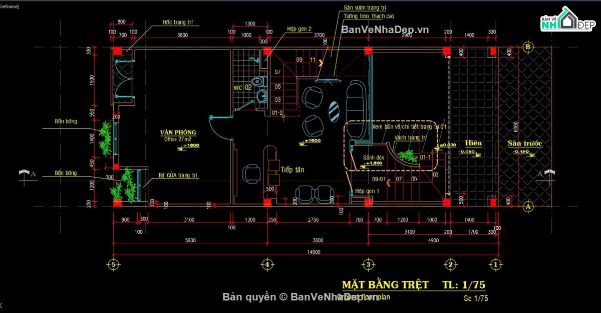 nhà văn phòng 6x14.5m,văn phòng 5 tầng có lửng,nhà văn phòng có bán hầm,thiết kế văn phòng mặt tiền 6m,bản vẽ nhà văn phòng 5 tầng