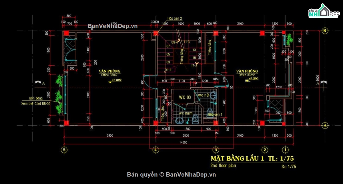 nhà văn phòng 6x14.5m,văn phòng 5 tầng có lửng,nhà văn phòng có bán hầm,thiết kế văn phòng mặt tiền 6m,bản vẽ nhà văn phòng 5 tầng