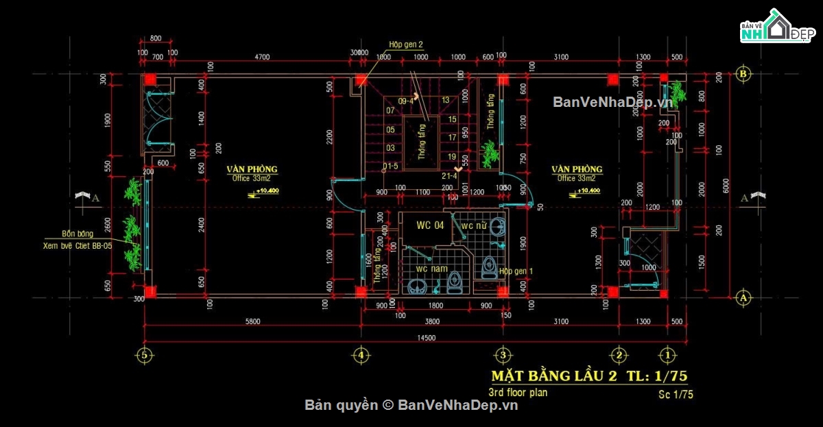 nhà văn phòng 6x14.5m,văn phòng 5 tầng có lửng,nhà văn phòng có bán hầm,thiết kế văn phòng mặt tiền 6m,bản vẽ nhà văn phòng 5 tầng