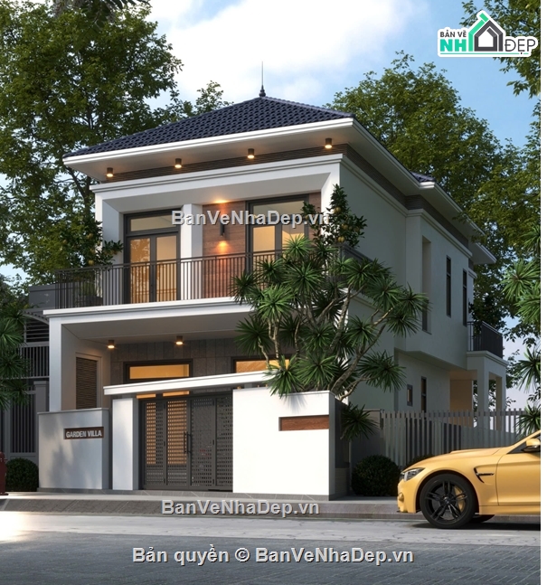 Bản vẽ nhà phố,Nhà phố 2 tầng,Kiến trúc nhà phố 2 tầng