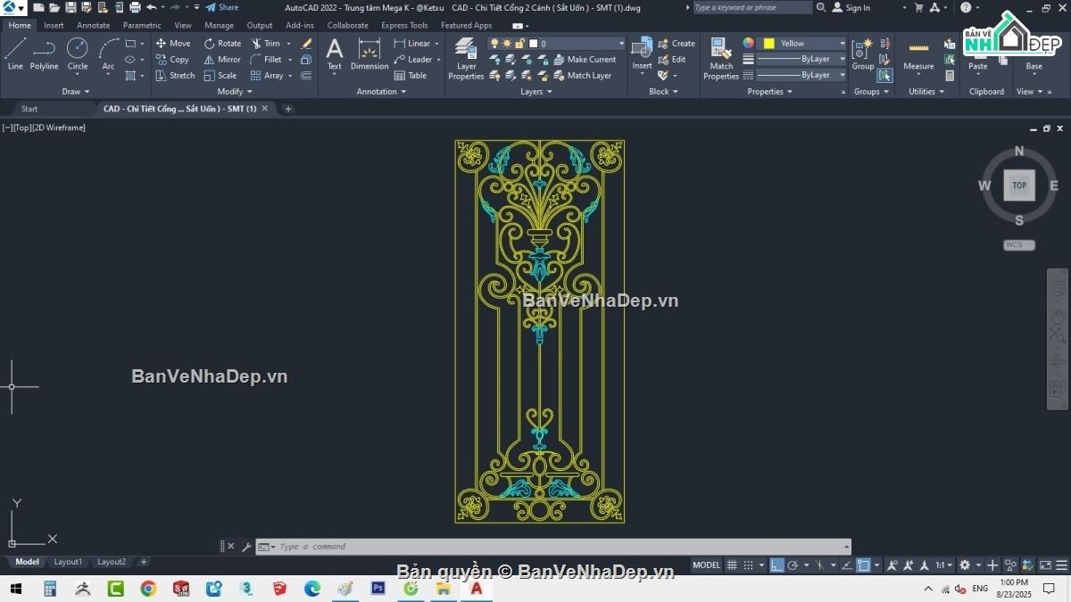 Cổng Sắt Cổ Điển,Cửa Cổng 2 Cánh,bản vẽ thiết kế sắt mỹ thuật,thiết kế cổng hàng rào đẹp,thiết kế cổng sắt,cổng sắt và tường rào chi tiết