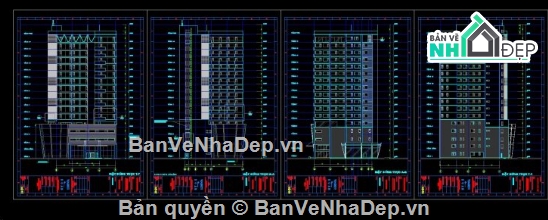 Khách sạn 17 tầng,khách sạn file cad,cad khách sạn,khách sạn file autocad