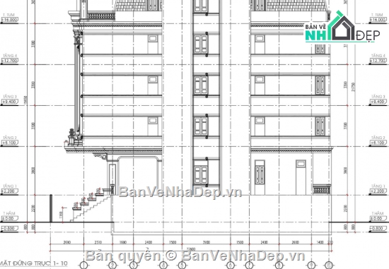 khách sạn tân cổ điển 5 tầng,khách sạn 5 tầng,cad khách sạn 5 tầng
