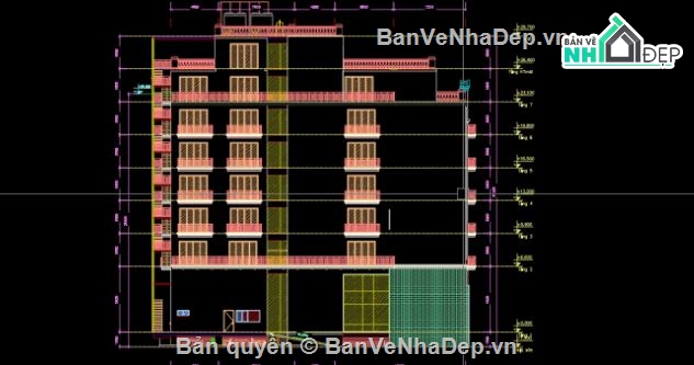 khách sạn 7 tầng,cad khách sạn,bản vẽ khách sạn 7 tầng,autocad khách sạn