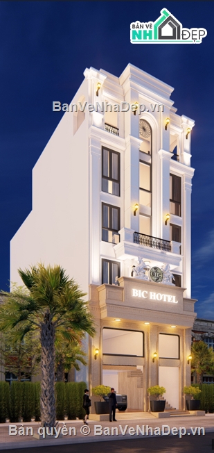 Khách sạn 5 tầng,mặt tiền 7m,tân cổ điển,khách sạn tân cổ