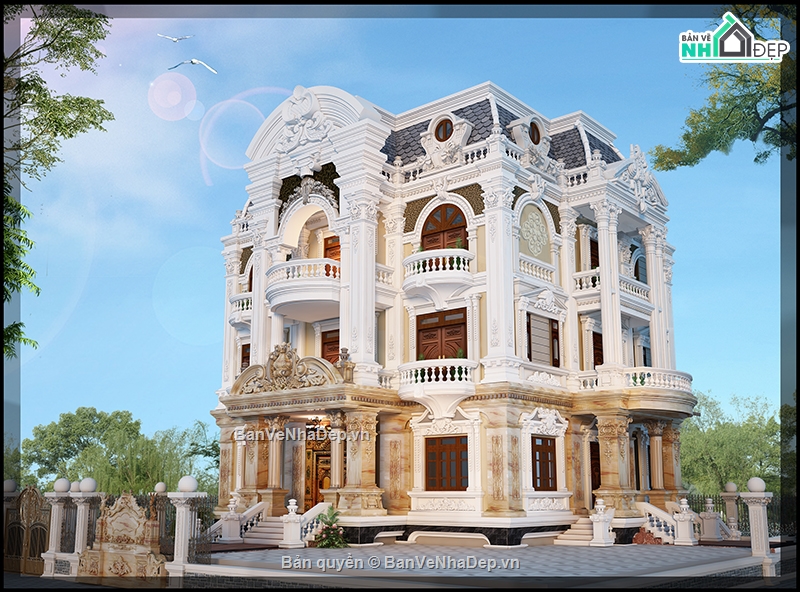 lâu đài cổ điển,lâu đài cổ điển 4 tầng,lâu đài tân cổ điển
