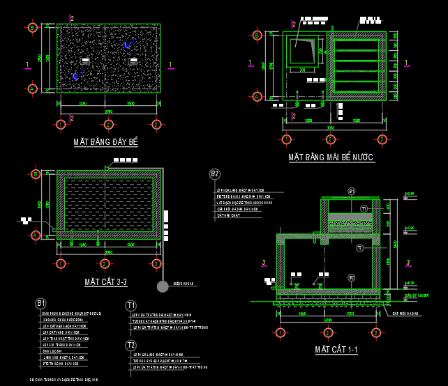 Bể lọc nước,bể nước,kết cấu bể nước,bể nước file cad