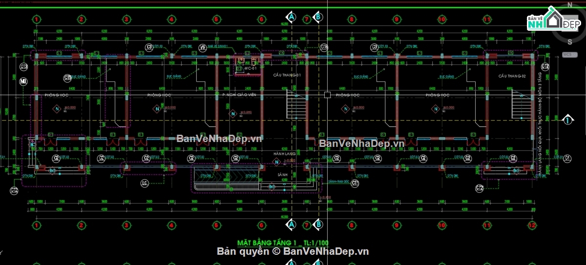 nhà lớp học 3 tầng 12 phòng,nhà lớp học 12 phòng,nhà lớp học 3 tầng,nhà lớp học