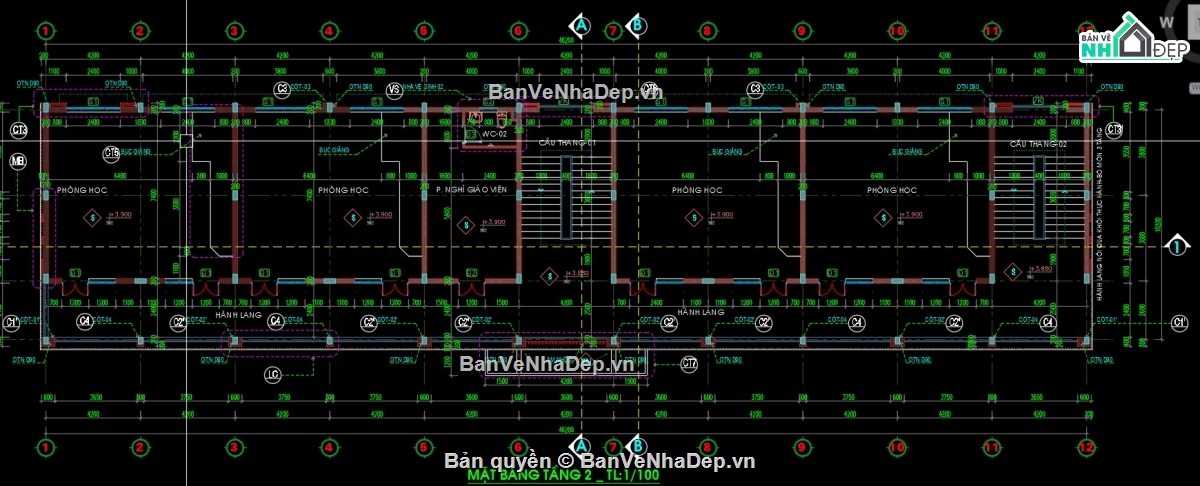 nhà lớp học 3 tầng 12 phòng,nhà lớp học 12 phòng,nhà lớp học 3 tầng,nhà lớp học