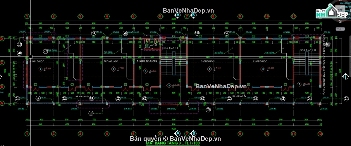 nhà lớp học 3 tầng 12 phòng,nhà lớp học 12 phòng,nhà lớp học 3 tầng,nhà lớp học