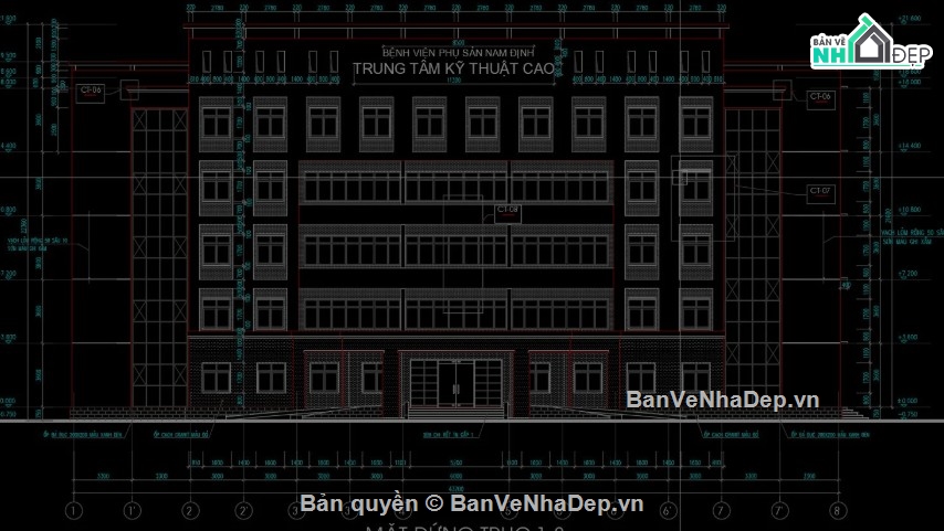 bệnh viện 5 tầng,file cad bệnh viện 5 tầng,bệnh viện 5 tầng file cad,bản vẽ bệnh viện 5 tầng