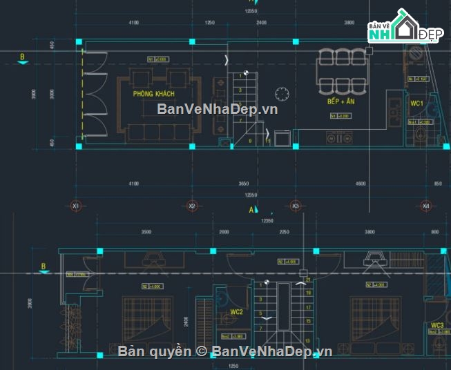 nhà phố 3 tầng 1 tum,nhà phố 3 tầng,bản vẽ nhà phố 3 tầng,nhà phố 3 tầng file cad