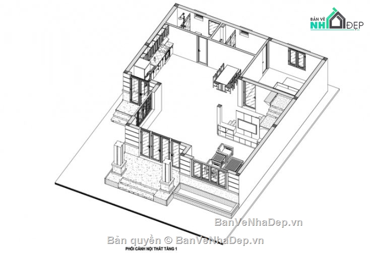 biệt thự 2 tầng,kiến trúc biệt thự,biệt thự revit