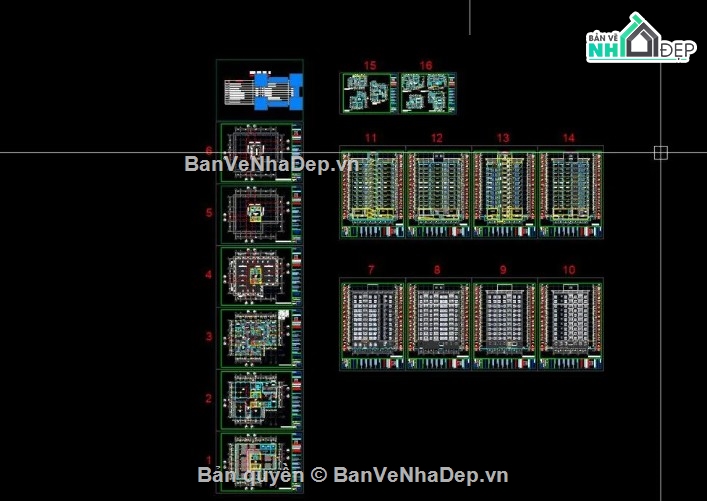 chung cư 11 tầng 1 hầm,bản vẽ chung cư 11 tầng 1 hầm,file cad chung cư