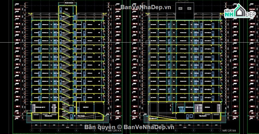 chung cư 11 tầng 1 hầm,bản vẽ chung cư 11 tầng 1 hầm,file cad chung cư