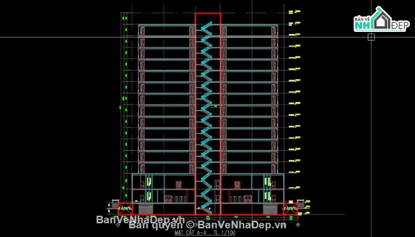 file cad chung cư 15 tầng,bản vẽ chung cư 15 tầng,chung cư 15 tầng
