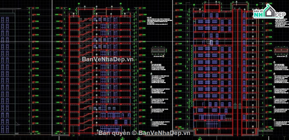 chung cư 18 tầng 1 hầm,bản vẽ chung cư 18 tầng 1 hầm,chung cư 18 tầng 1 hầm cad