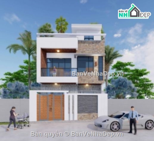 Kiến trúc nhà phố,bản vẽ nhà phố,nhà phố hiện đại