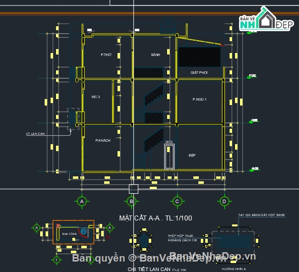Nhà phố 3 tầng,Nhà phố,bản vẽ nhà phố,nhà phố file cad