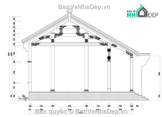 cad nhà thờ họ 5 gian,file cad nhà thờ họ 5 gian,nhà thờ họ 5 gian