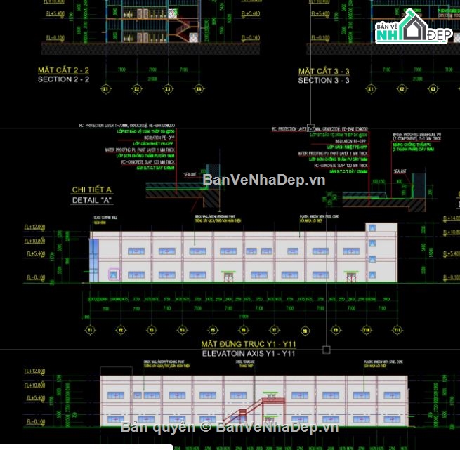 nhà xưởng,file cad nhà xưởng,bản vẽ xưởng,xưởng kết hợp kinh doanh
