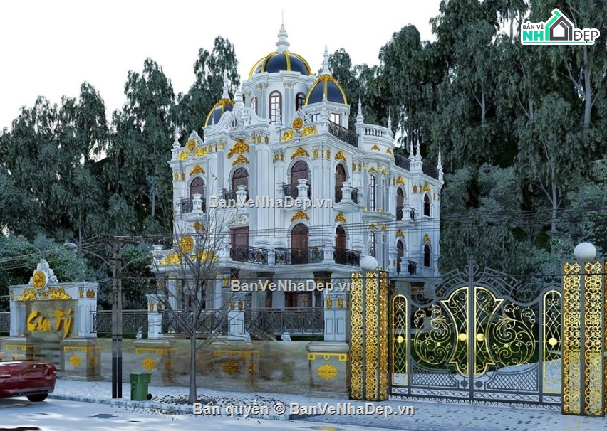 File sketchup lâu đài 4 tầng,File sketchup lâu đài,file su lâu đài