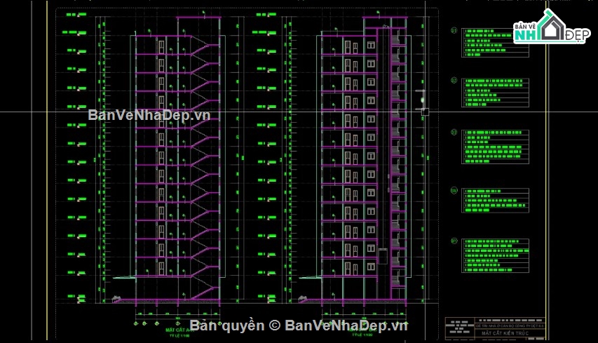đồ án tốt nghiệp,nhà ở cán bộ 14 tầng,file cad nhà ở cán bộ