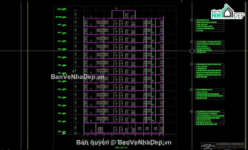 đồ án tốt nghiệp,nhà ở cán bộ 14 tầng,file cad nhà ở cán bộ