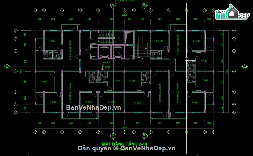 đồ án tốt nghiệp,nhà ở cán bộ 14 tầng,file cad nhà ở cán bộ
