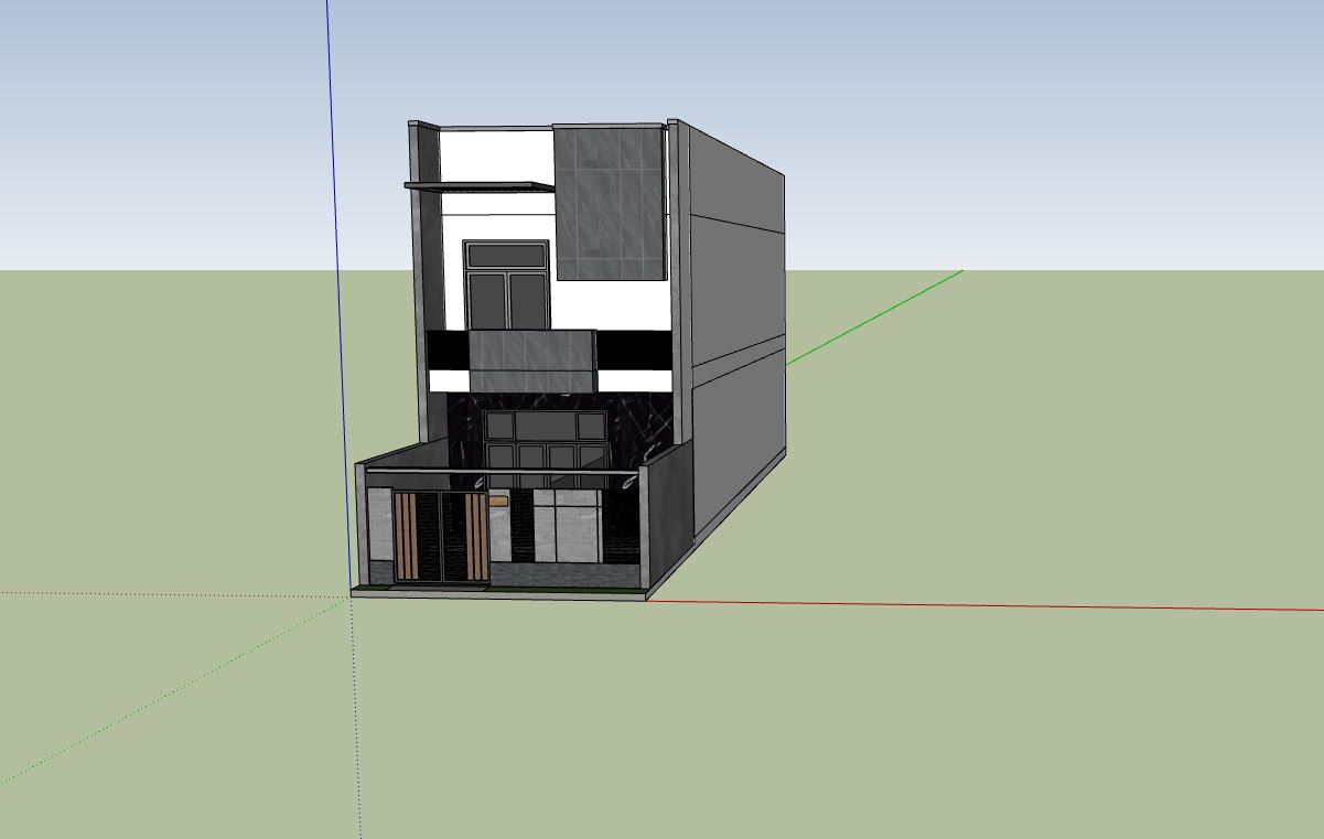 nhà phố 2 tầng,sketchup nhà phố 2 tầng,nhà phố hiện đại,su nhà phố