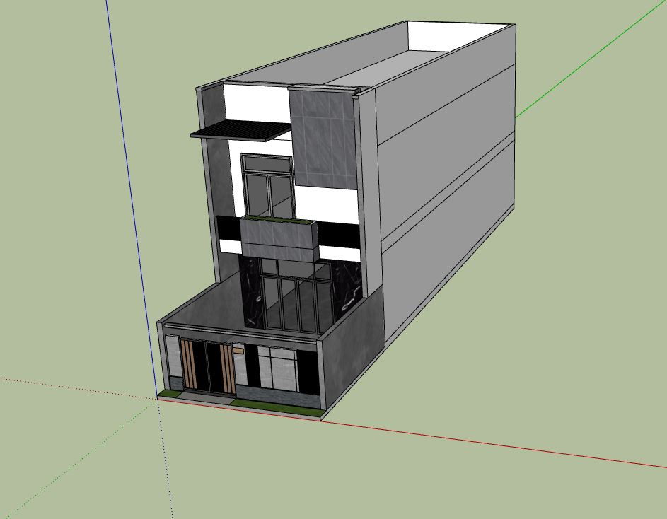 nhà phố 2 tầng,sketchup nhà phố 2 tầng,nhà phố hiện đại,su nhà phố