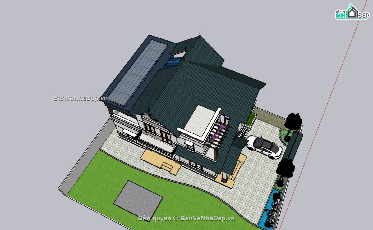 Mẫu Sketchup biệt thự 2 tầng,biệt thự 2 tầng,dựng 3dsu biệt thự 2 tầng