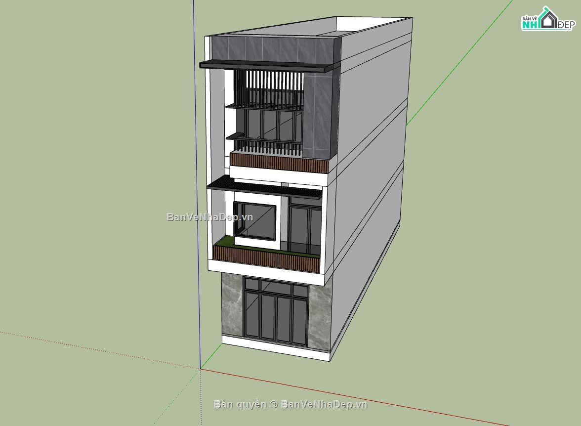 nhà phố 3 tầng,model su nhà phố 3 tầng,file su nhà phố