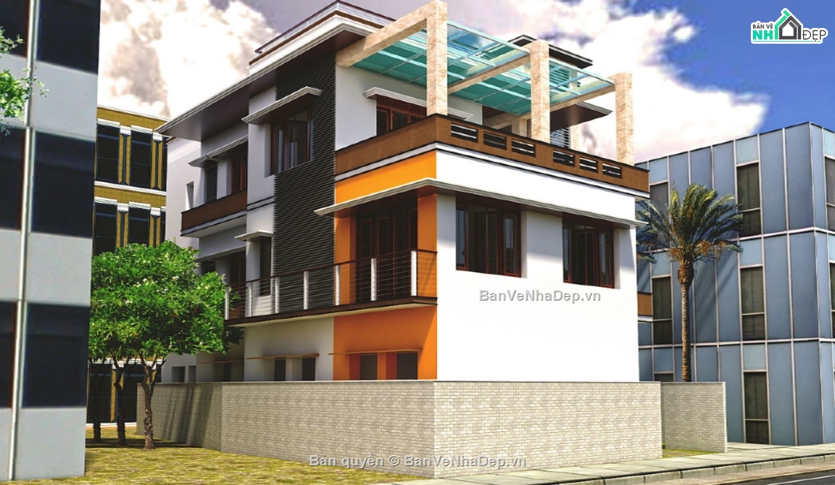 biệt thự 3 tầng mái bằng,biệt thự 3 tầng su,biệt thự hiện đại