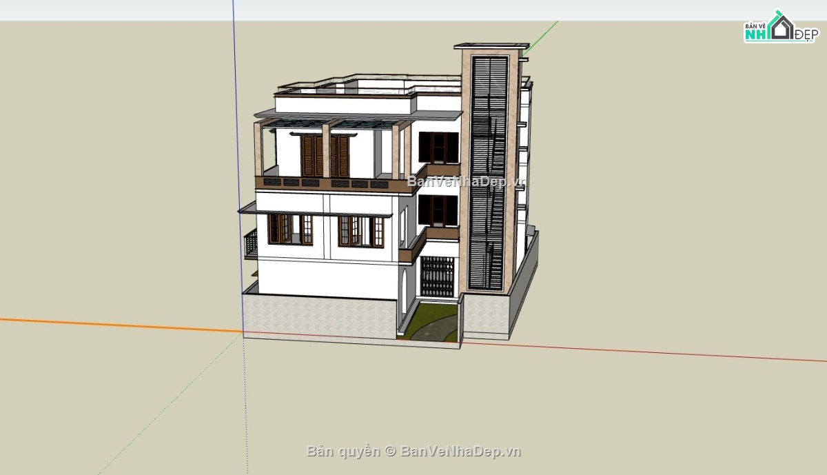 biệt thự 3 tầng mái bằng,biệt thự 3 tầng su,biệt thự hiện đại