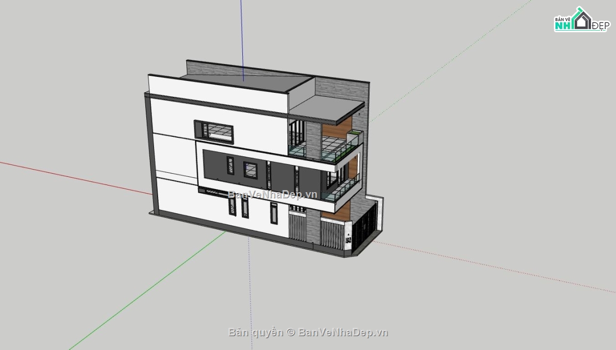 nhà phố 3 tầng,Thiết kế nhà phố,file sketchup nhà phố,mẫu nhà hiện đại