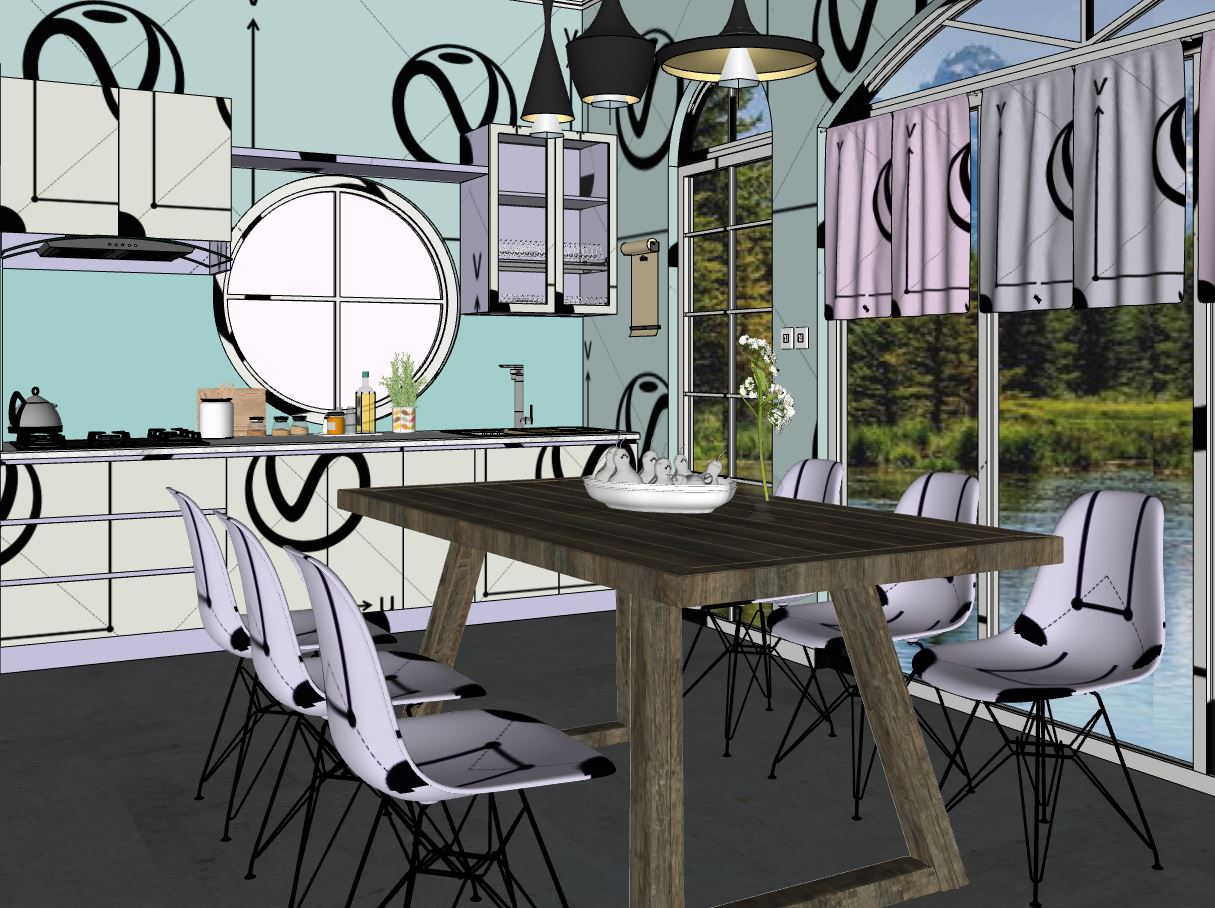 model sketchup phòng ăn,file sketchup phòng ăn cực đẹp,nội thất phòng ăn