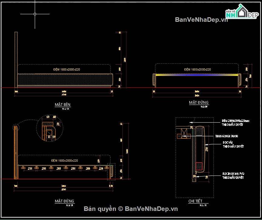 bản vẽ cad giường ngủ,bản vẽ giường ngủ,file cad giường ngủ,Autocad giường ngủ,Giường ngủ file autocad