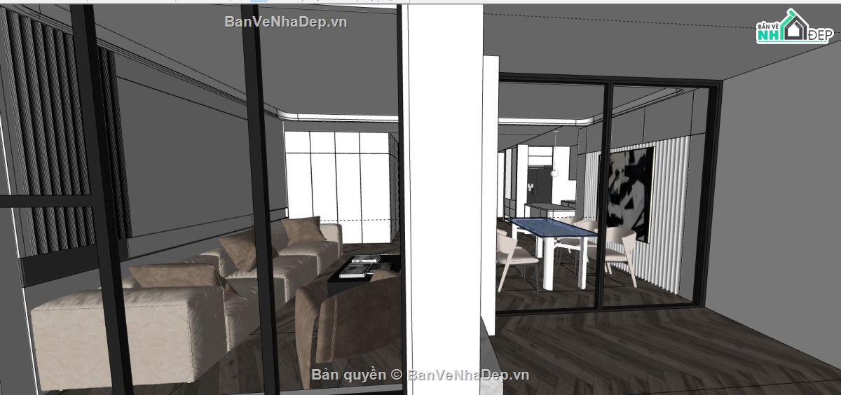 Mẫu thiết kế căn hộ,model su căn hộ,file sketchup căn hộ