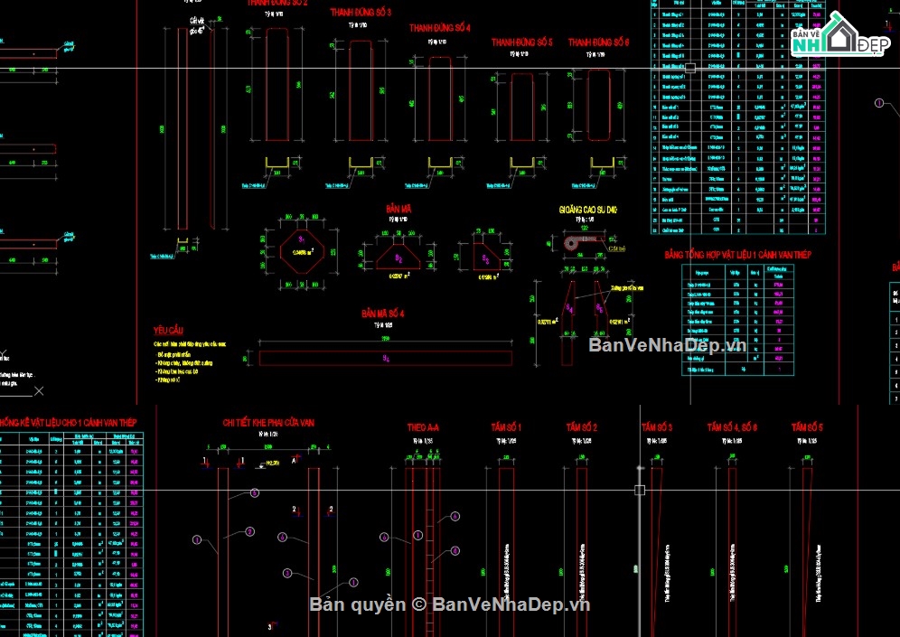 cửa van thép,khe van thủy lợi,cửa van thép file cad