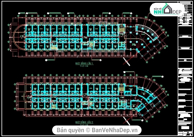 5 mẫu bản vẽ autocad thiết kế khách sạn đầy đủ kiến trúc, kếu cấu