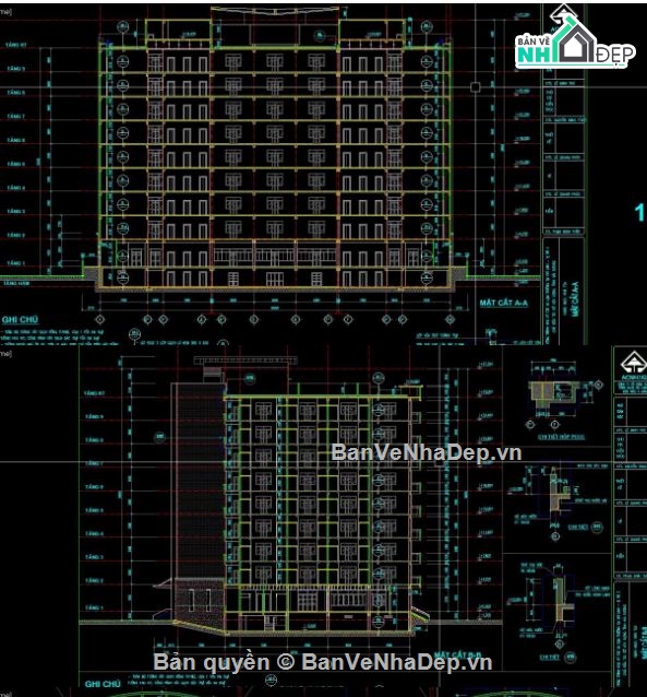 ký túc xá 10 tầng,file cad ký túc xá,ký túc xá file cad,autocad ký túc xá