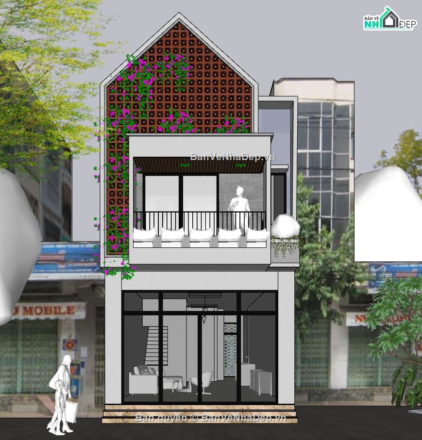 thiết kế nhà phố 5x20m,model su nhà phố  2 tầng,phối cảnh nhà phố 2 tầng,nhà phố 2 tâng