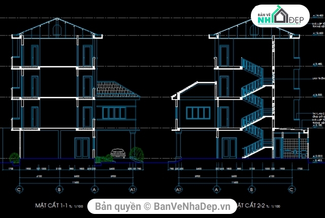 Mẫu nhà điều hành 4 tầng,cad văn phòng công ty 4 tầng,nhà ở cán bộ,nhà điều hành công ty