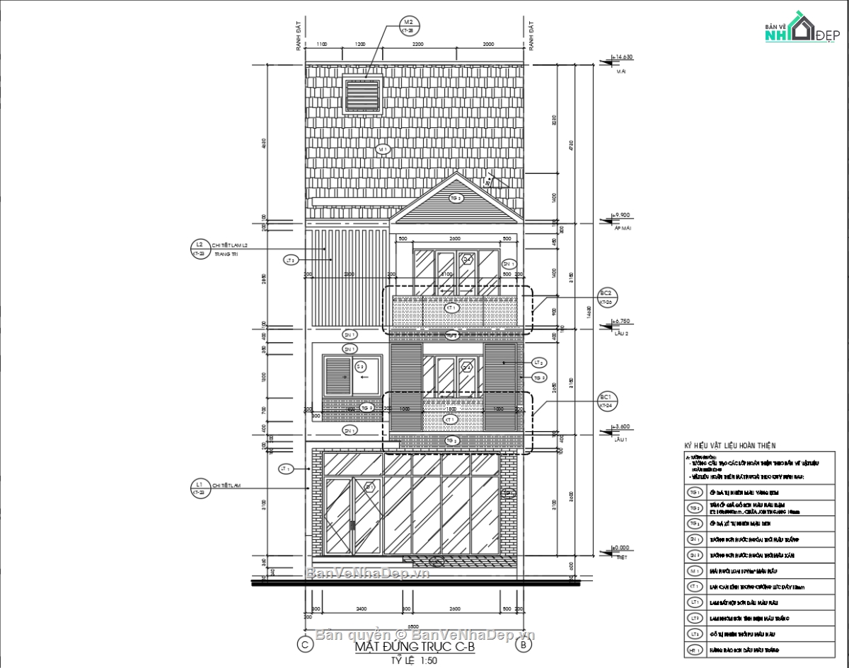 Bản vẽ nhà phố đẹp,Bản vẽ nhà phố mái thái đẹp,Bản vẽ nhà phố 3 tầng
