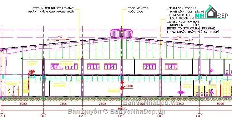 Bản vẽ nhà thép,bản vẽ nhà kho bằng thép 46×97.5m,nhà kho bằng thép 46×97.5m vs 46×82.5m