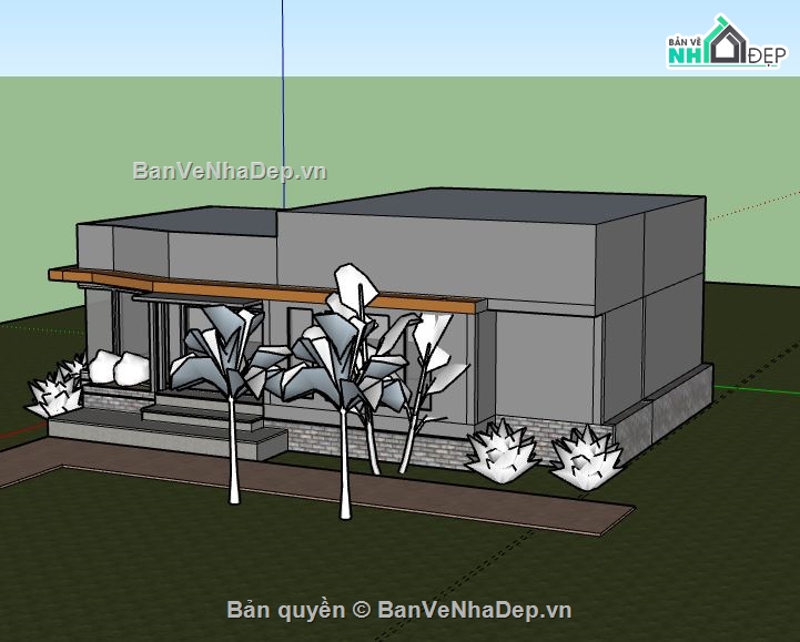 Biệt thự 1 tầng,model su biệt thự 1 tầng,biệt thự 1 tầng file su